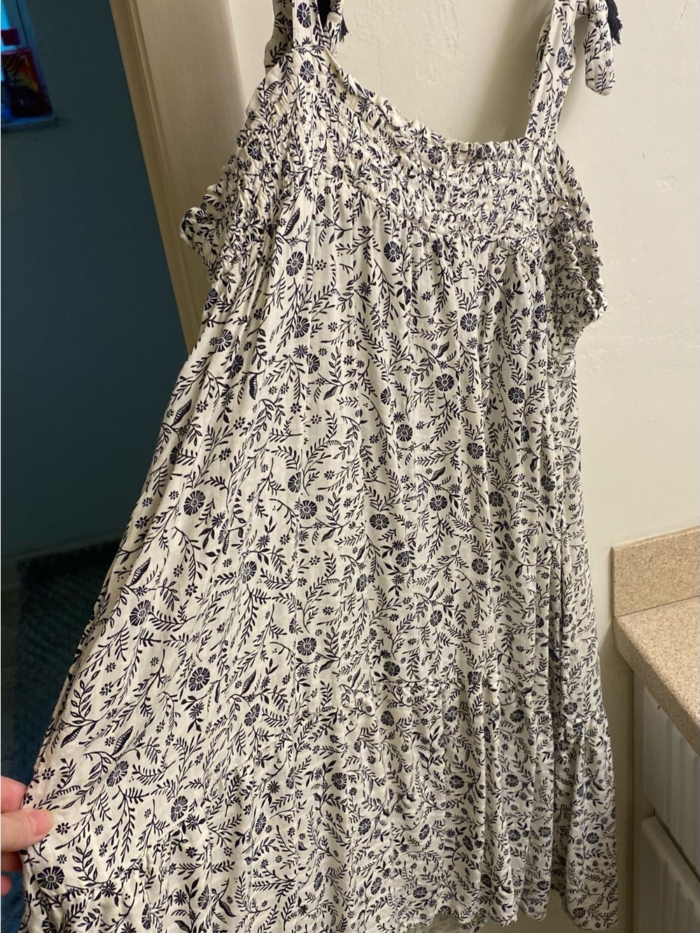 Old Navy White Dress with black Floral Print